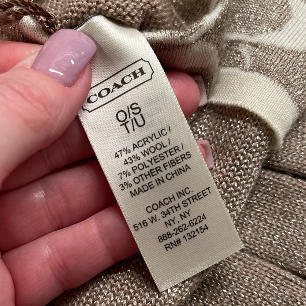 Coach Signature Shimmer Knit Gloves NWT